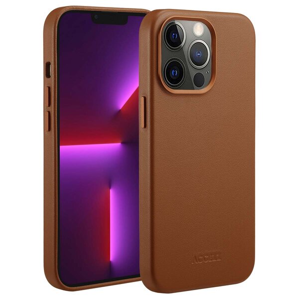 Accezz - MagSafe Leather Backcover for Apple iPhone 13 Pro - Sienna Brown