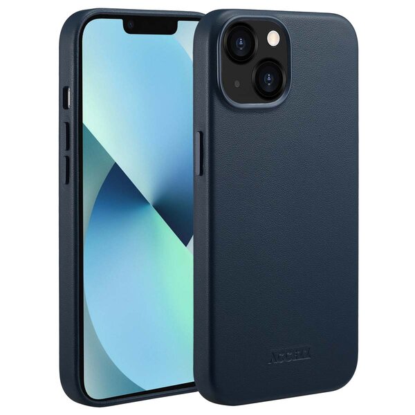 Accezz - MagSafe Leather Backcover for Apple iPhone 13 - Nightfall Blue