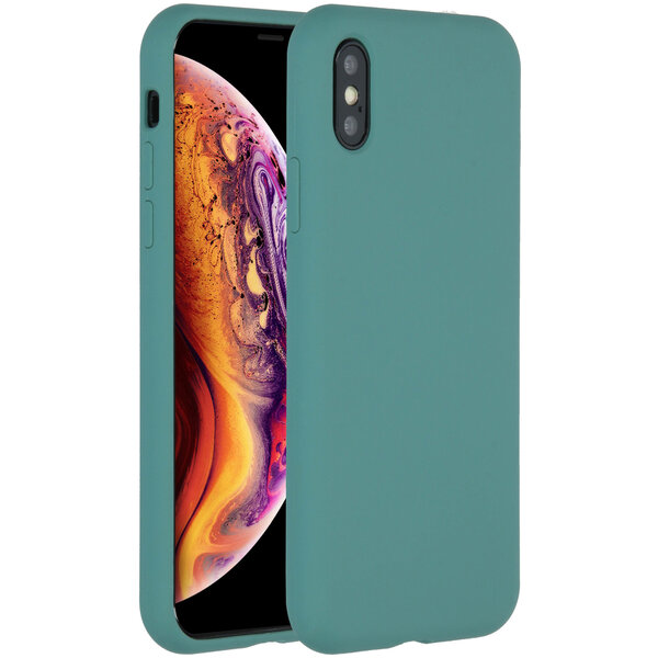 Accezz - Liquid Silicone Backcover voor Apple iPhone X / Xs - Dark Green