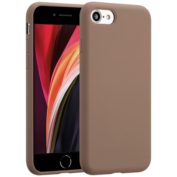 Accezz - Liquid Silicone Backcover pour Apple iPhone SE (2022 / 2020) / 8 / 7 - Light Brown