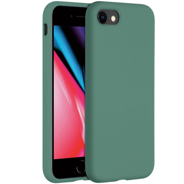 Accezz - Liquid Silicone Backcover pour Apple iPhone SE (2022 / 2020) / 8 / 7 - Dark Green