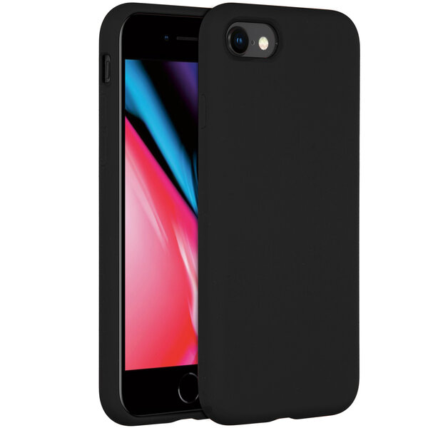 Accezz - Liquid Silicone Backcover pour Apple iPhone SE (2022 / 2020) / 8 / 7 - Black