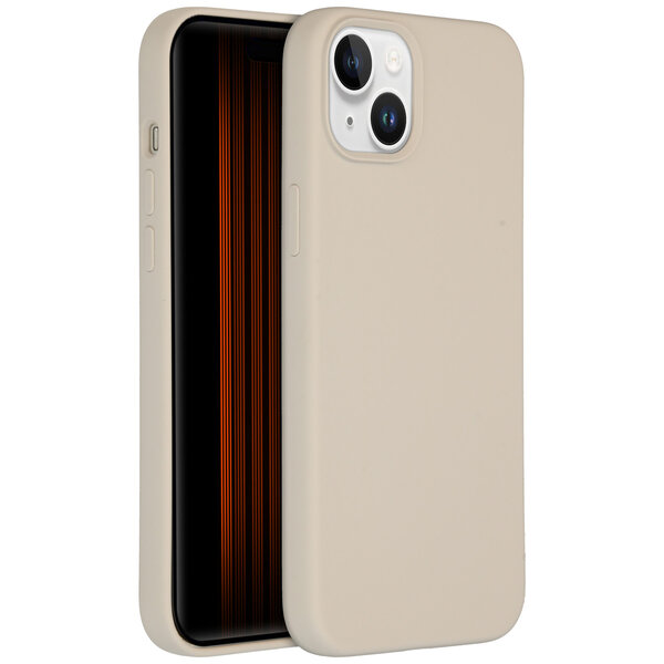 Accezz - Liquid Silicone Backcover voor Apple iPhone 15 Plus - Stone