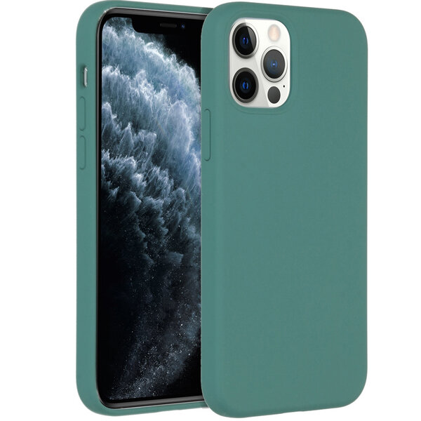 Accezz - Liquid Silicone Backcover voor Apple iPhone 12 (Pro) - Dark Green