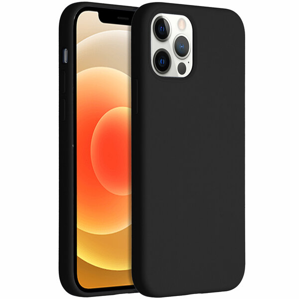 Accezz - Liquid Silicone Backcover voor Apple iPhone 12 (Pro) - Black