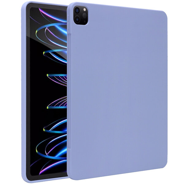 Accezz - Liquid Silicone Backcover met penhouder voor Apple iPad Pro 12.9 (2022) / Pro 12.9 (2021) / Pro 12.9 (2020) - Lila