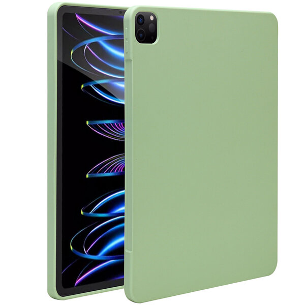 Accezz - Liquid Silicone Backcover met penhouder voor Apple iPad Pro 12.9 (2022) / Pro 12.9 (2021) / Pro 12.9 (2020) - Light Green