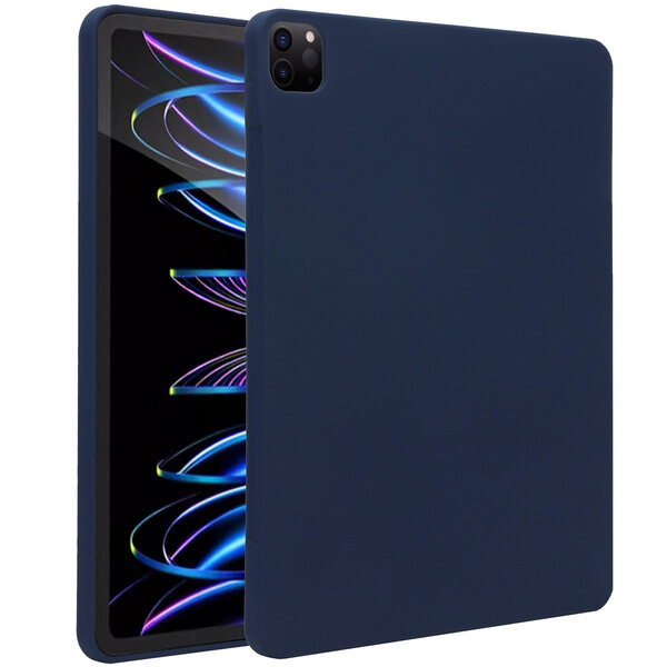 Accezz - Liquid Silicone Backcover met penhouder voor Apple iPad Pro 12.9 (2022) / Pro 12.9 (2021) / Pro 12.9 (2020) - Dark Blue