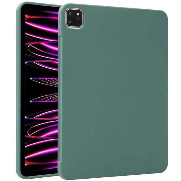 Accezz - Liquid Silicone Backcover met penhouder voor Apple iPad Pro 11 (2022 / 2021 / 2020 / 2018) - Dark Green