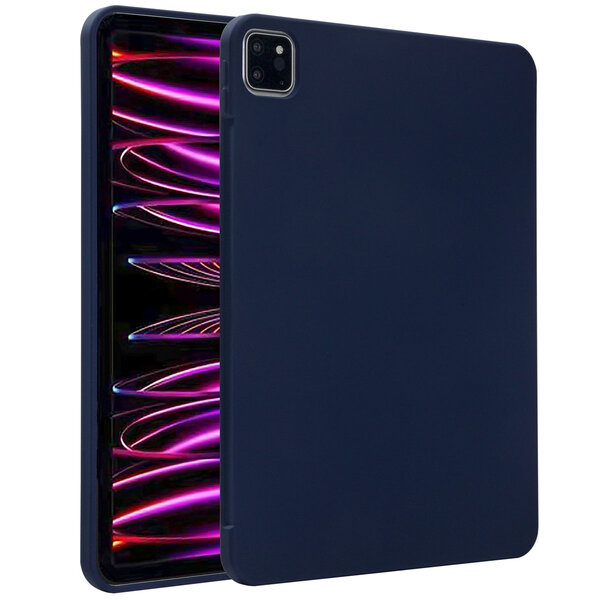 Accezz - Liquid Silicone Backcover met penhouder voor Apple iPad Pro 11 (2022 / 2021 / 2020 / 2018) - Dark Blue