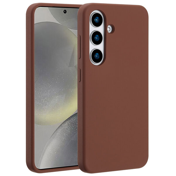 Accezz - Liquid Silicone Backcover with MagSafe for Samsung Galaxy S25 - New Tea Brown