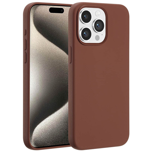 Accezz - Liquid Silicone Backcover met MagSafe voor Apple iPhone 15 Pro Max - New Tea Brown
