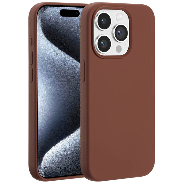 Accezz - Liquid Silicone Backcover met MagSafe voor Apple iPhone 15 Pro - New Tea Brown
