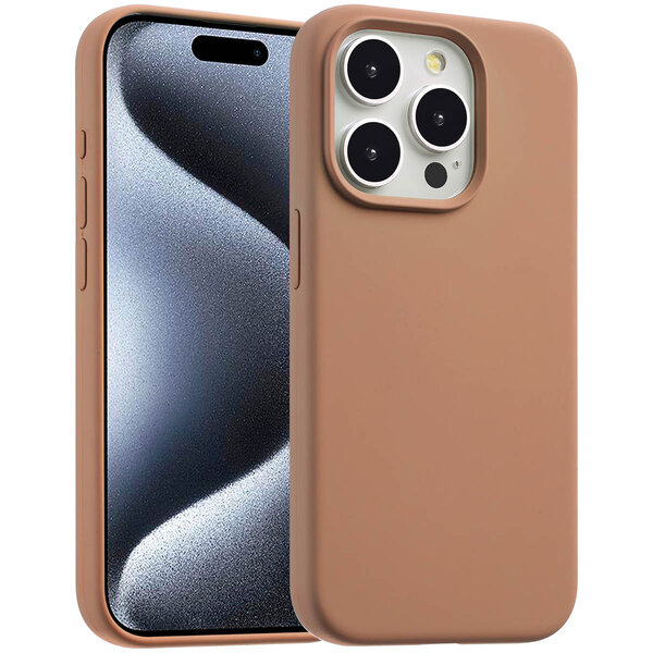 Accezz - Liquid Silicone Backcover met MagSafe voor Apple iPhone 15 Pro - Light Brown