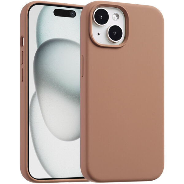 Accezz - Liquid Silicone Backcover met MagSafe voor Apple iPhone 15 - Light Brown