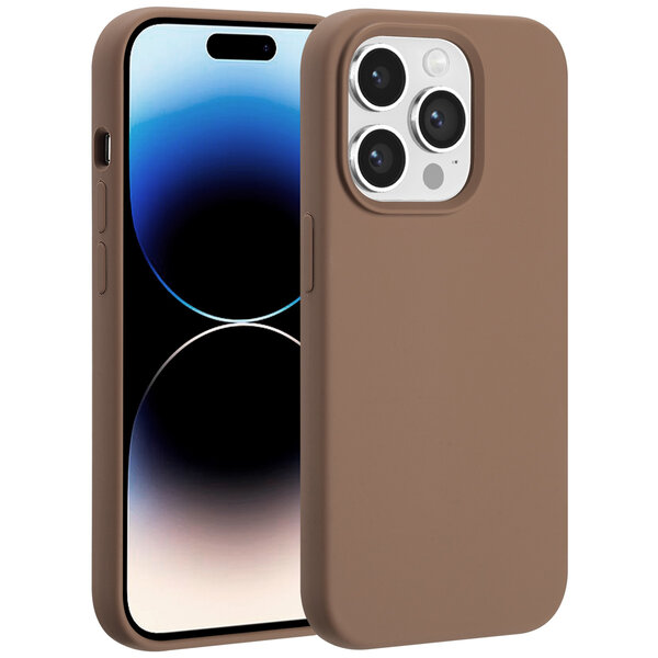 Accezz - Liquid Silicone Backcover met MagSafe voor Apple iPhone 14 Pro - Light Brown