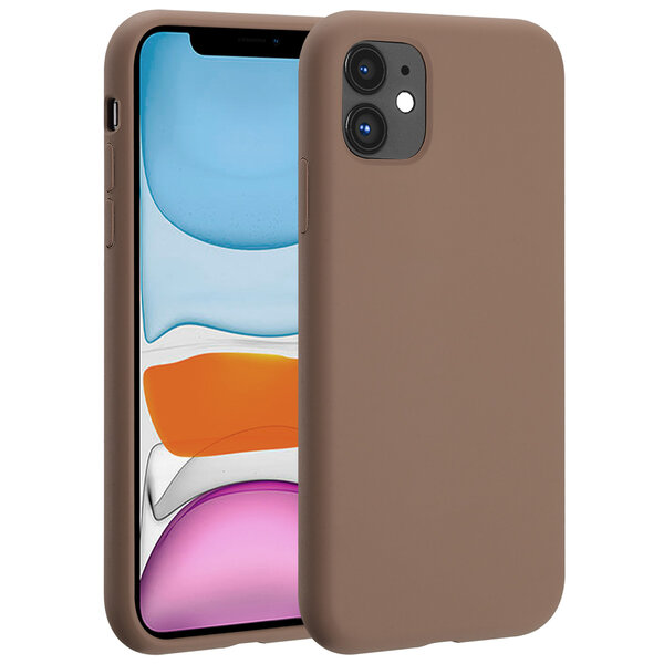 Accezz - Liquid Silicone Backcover met MagSafe voor Apple iPhone 11 - Light Brown