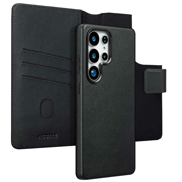 Accezz - Leather Bookcase 2-in-1 avec MagSafe pour Samsung Galaxy S25 Ultra - Onyx Black