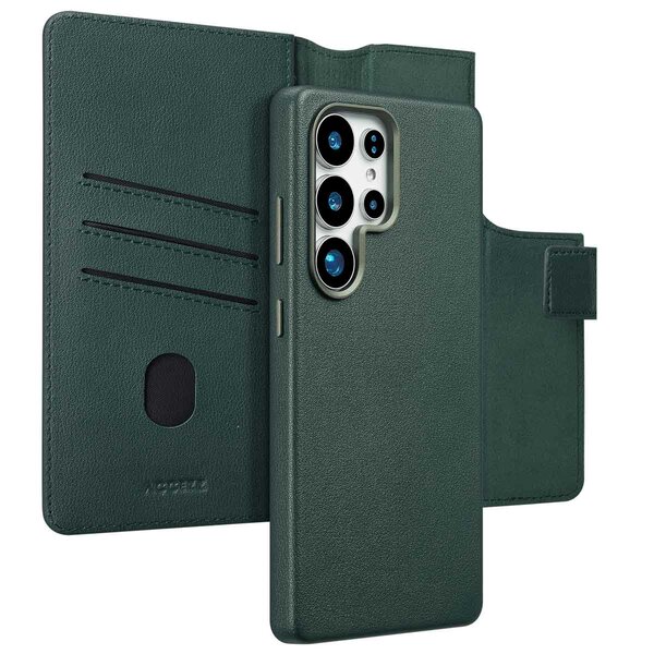 Accezz - Leather Bookcase 2-in-1 met MagSafe voor Samsung Galaxy S25 Ultra - Cedar Green