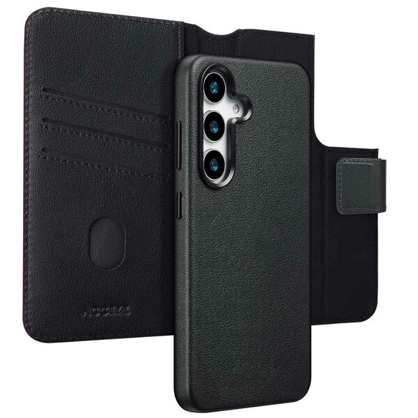 Accezz - Leather Bookcase 2-in-1 met MagSafe voor Samsung Galaxy S25 - Onyx Black