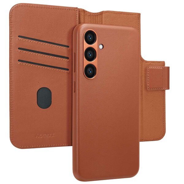 Accezz - Leather Bookcase 2-in-1 met MagSafe voor Samsung Galaxy S23 FE - Sienna Brown