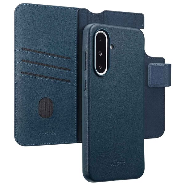 Accezz - Leather Bookcase 2-in-1 with MagSafe for Samsung Galaxy A36 / A56 - Nightfall Blue
