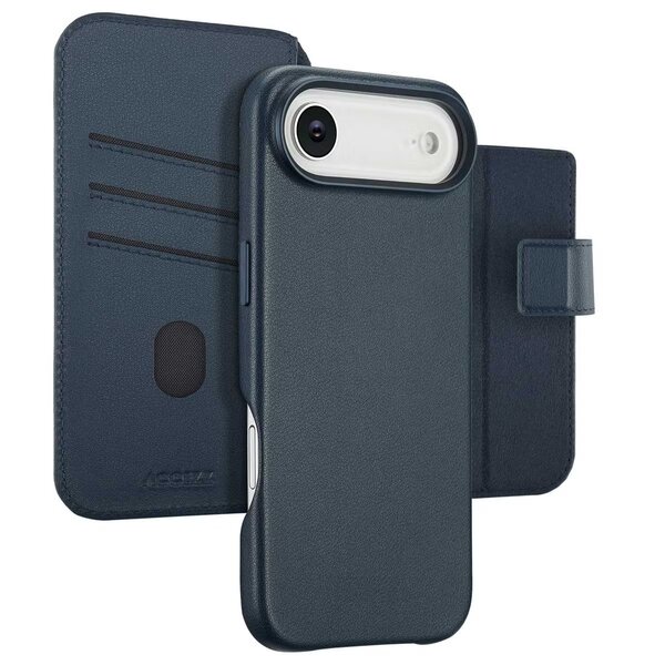 Accezz - Leather Bookcase 2-in-1 met MagSafe voor Apple iPhone Air - Nightfall Blue