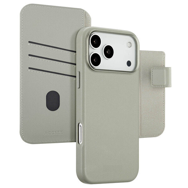 Accezz - Leather Bookcase 2-in-1 met MagSafe voor Apple iPhone 17 Pro Max - Light Grey