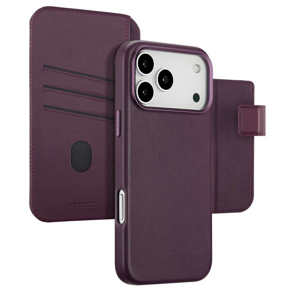 Accezz - Leather Bookcase 2-in-1 with MagSafe for Apple iPhone 17 Pro Max - Heath Purple