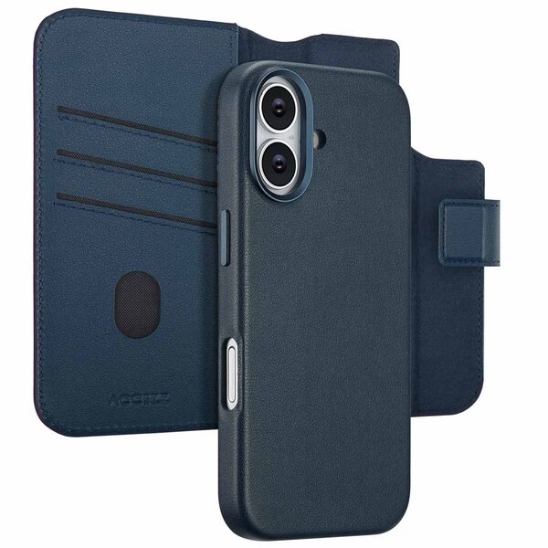 Accezz - Leather Bookcase 2-in-1 met MagSafe voor Apple iPhone 17 - Nightfall Blue