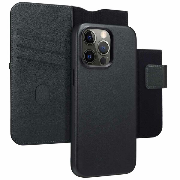 Accezz - Leather Bookcase 2-in-1 met MagSafe voor Apple iPhone 15 Pro Max - Onyx Black