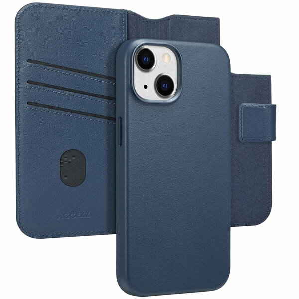 Accezz - Leather Bookcase 2-in-1 met MagSafe voor Apple iPhone 14 - Nightfall Blue