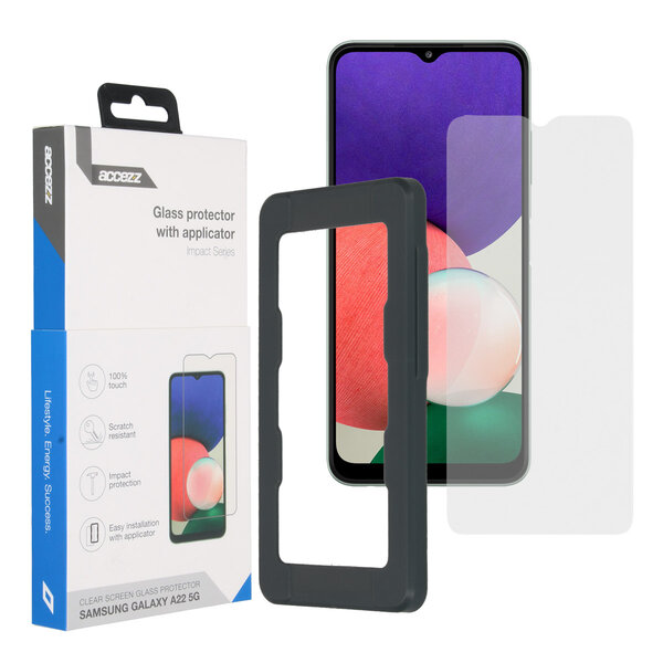 Accezz - Glass Screenprotector + Applicator voor Samsung Galaxy A22 (5G) - Transparent