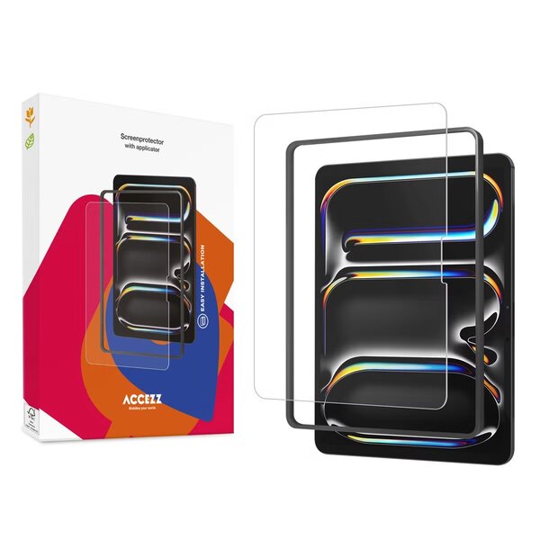 Accezz - Glass Screenprotector + Applicator voor Apple iPad Pro 13 (2024) M4 - Transparent