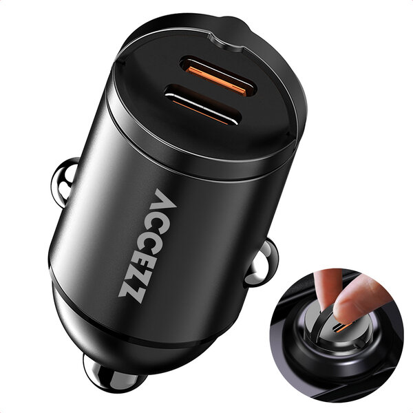 Accezz - Chargeur de voiture | Charge rapide avec 2 ports - 2x USB-C 65 watt - Black