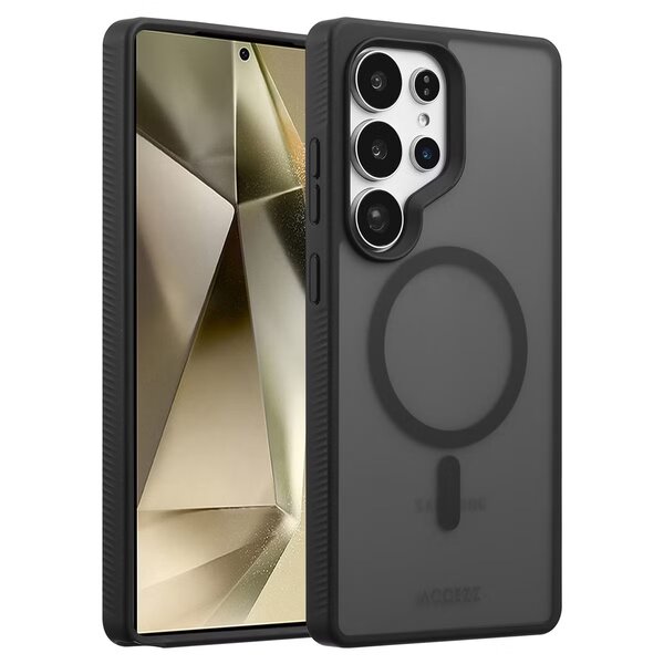 Accezz - Rugged Frosted MagSafe Backcover voor Samsung Galaxy S25 Ultra - Black