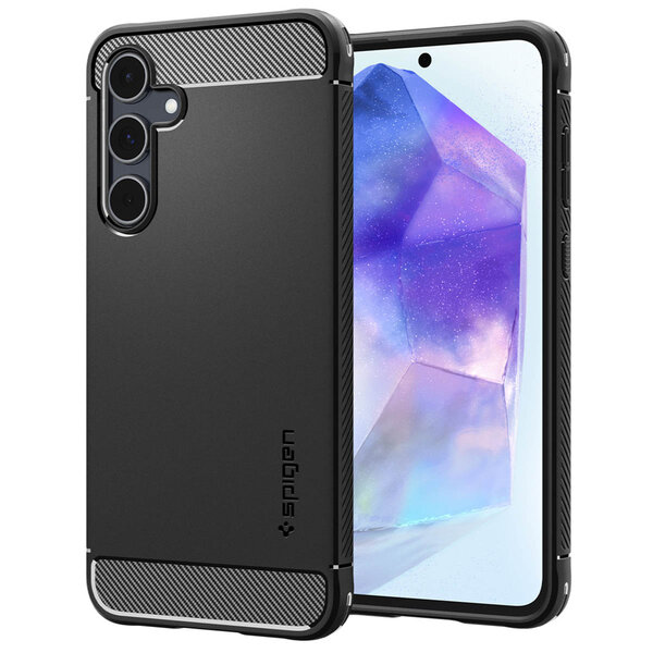 Spigen - Rugged Armor Backcover voor Samsung Galaxy A55 - Matte Black