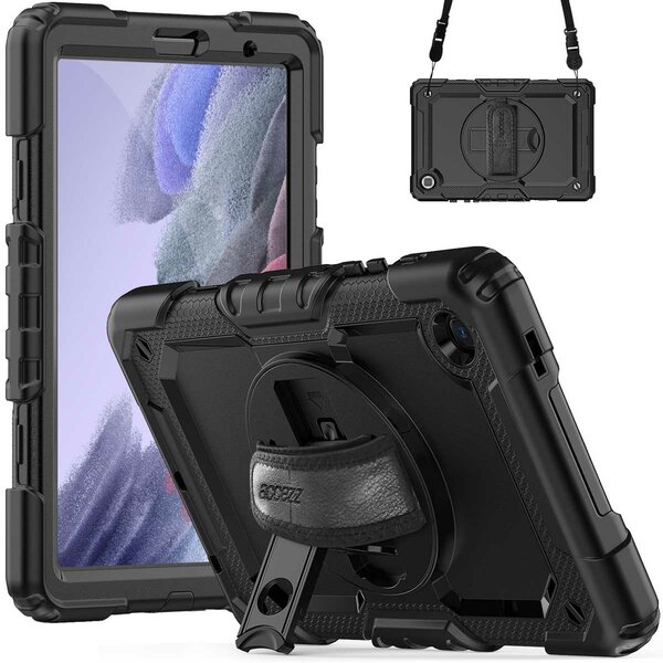 Accezz - Rugged Backcover met schouderstrap voor Samsung Galaxy Tab A7 Lite - Black