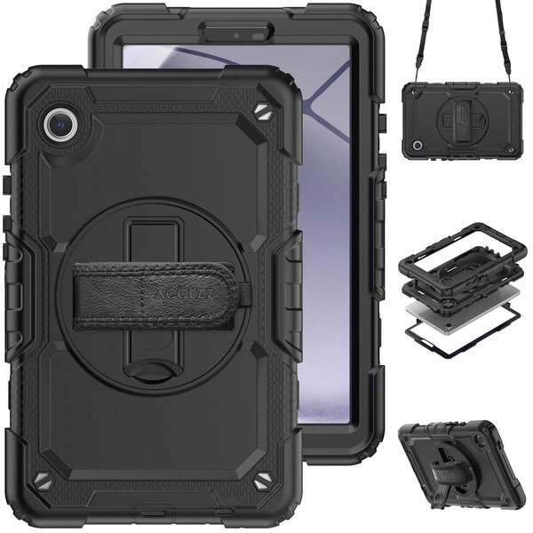 Accezz - Rugged Backcover met schouderstrap voor Samsung Galaxy Tab A9 8.7 inch - Black