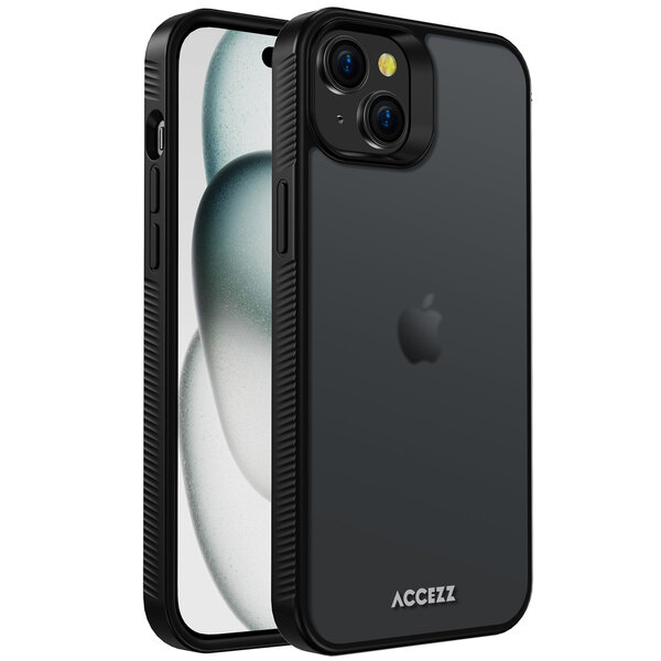 Accezz - Rugged Frosted Backcover voor Apple iPhone 15 Plus - Black