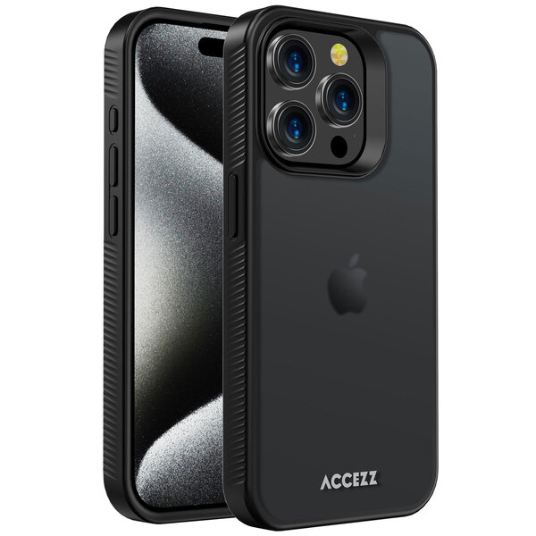 Accezz - Rugged Frosted Backcover voor Apple iPhone 15 Pro - Black