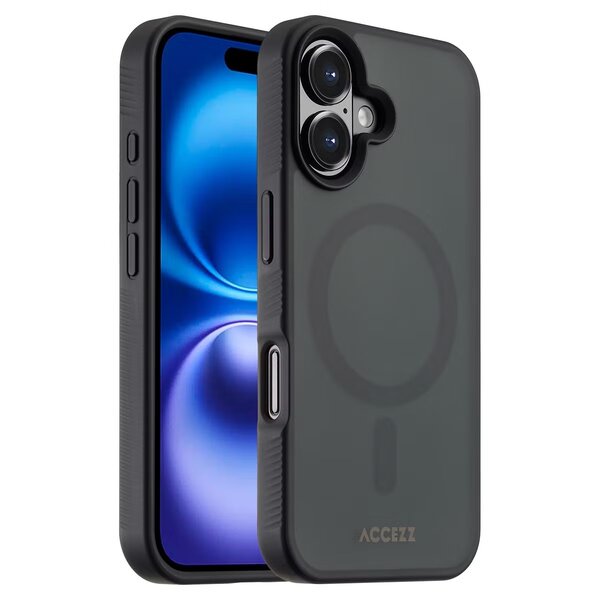 Accezz - Rugged Frosted MagSafe Backcover voor Apple iPhone 16 - Black