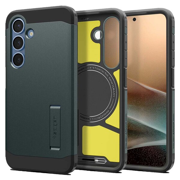 Spigen - Tough Armor Backcover MagSafe voor Samsung Galaxy S25 - Abyss Green