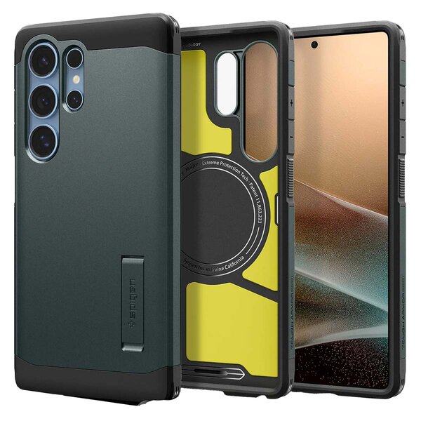 Spigen - Tough Armor Backcover MagSafe voor Samsung Galaxy S25 Ultra - Abyss Green
