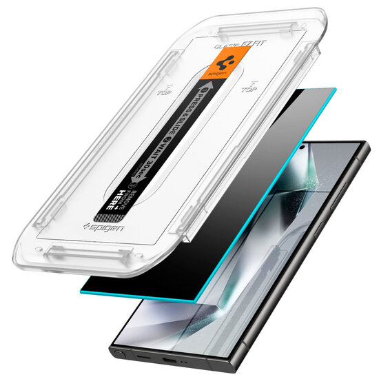 Spigen - GLAStR Privacy EZ Fit Screenprotector + Applicator voor Samsung Galaxy S24 Ultra - Transparent