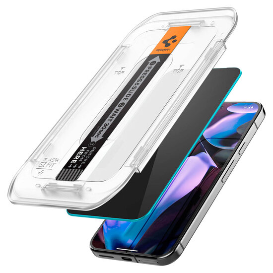 Spigen - GLAStR Privacy EZ Fit Screenprotector + Applicator voor Google Pixel 9 / 9 Pro / 10 / 10 Pro - Transparent