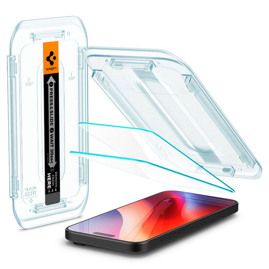 Spigen - GLAStR EZ Fit Screenprotector 2 Pack + Applicator voor Apple iPhone 16 Pro Max / 17 Pro Max - Transparent
