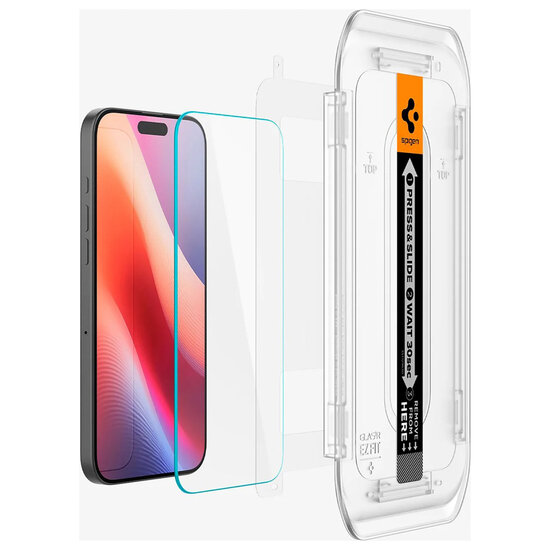 Spigen - GLAStR EZ Fit Screenprotector 2 Pack + Applicator voor Apple iPhone 16 / 16 Pro / 17 / 17 Pro - Transparent