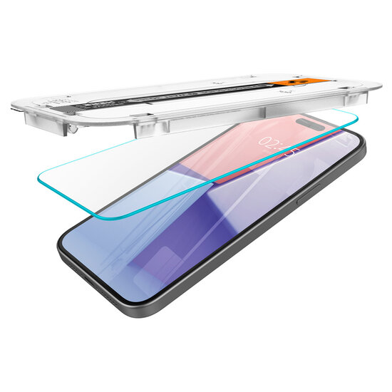 Spigen - GLAStR EZ Fit Screenprotector + Applicator 2-pack voor Apple iPhone 16 Plus / 15 Plus - Transparent
