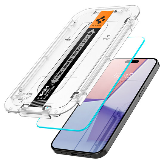 Spigen - GLAStR EZ Fit Screenprotector + Applicator 2-pack voor Apple iPhone 15 Pro Max - Transparent